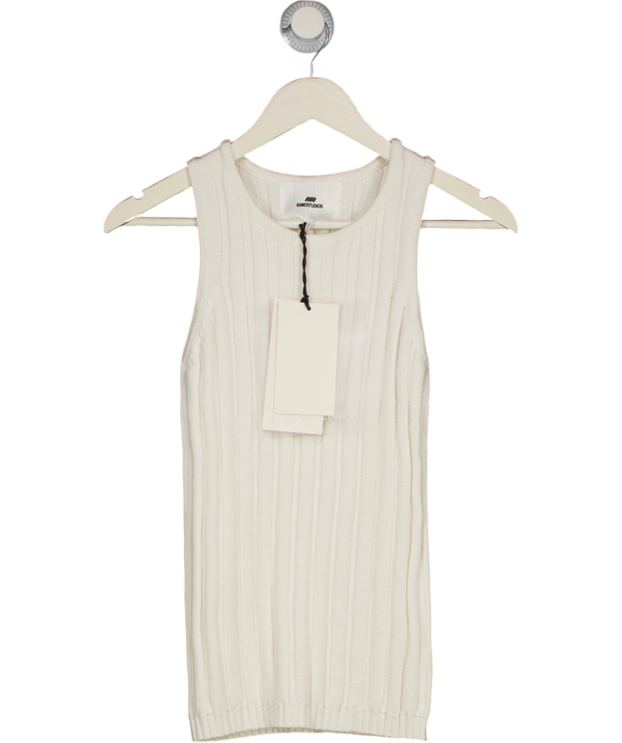 EME STUDIOS White Rib Pearl Tank Top UK S