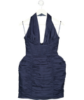 ASOS Structured Halter Mini Dress With Ruching In Navy Blue UK 8