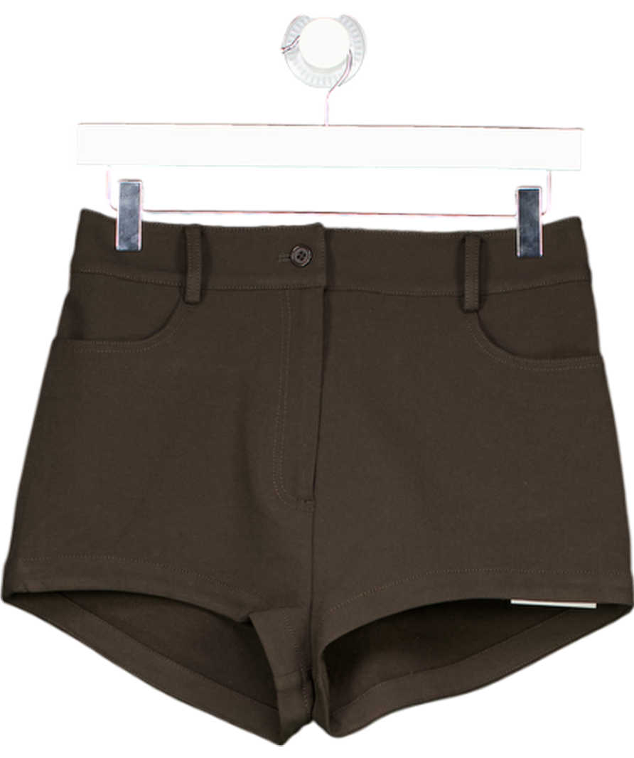 THE FRANKIE SHOP Black Dark Brownloen Real Leather Hot Pant Shorts UK M