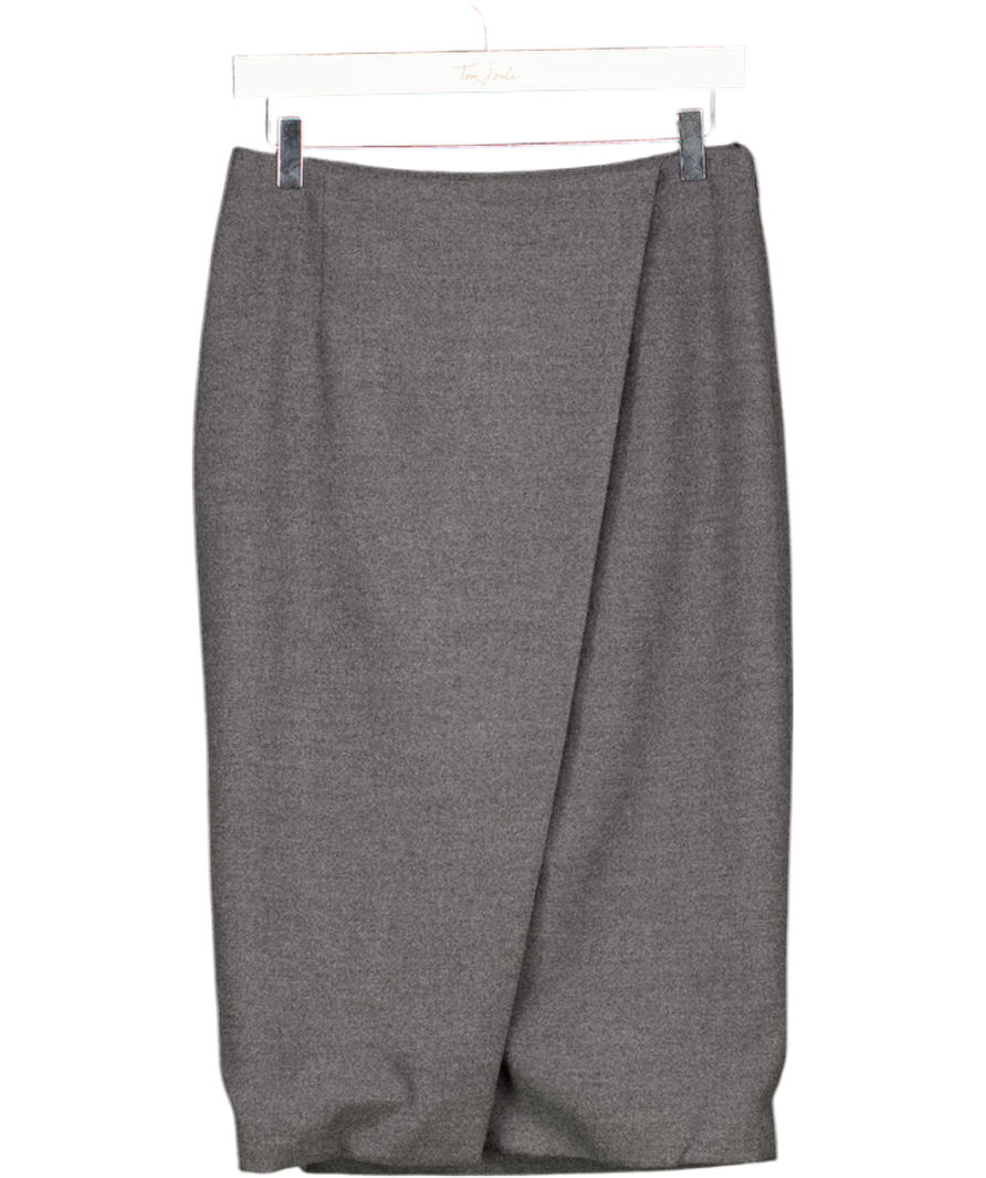 MASSIMO DUTTI Grey Wool Look Wrap Skirt UK 10
