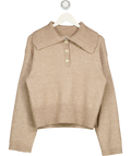 4th & Reckless Eddie Beige Knitted Buttoned Collar Jumper UK 8