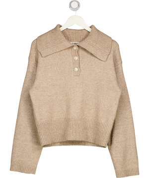 4th & Reckless Eddie Beige Knitted Buttoned Collar Jumper UK 8