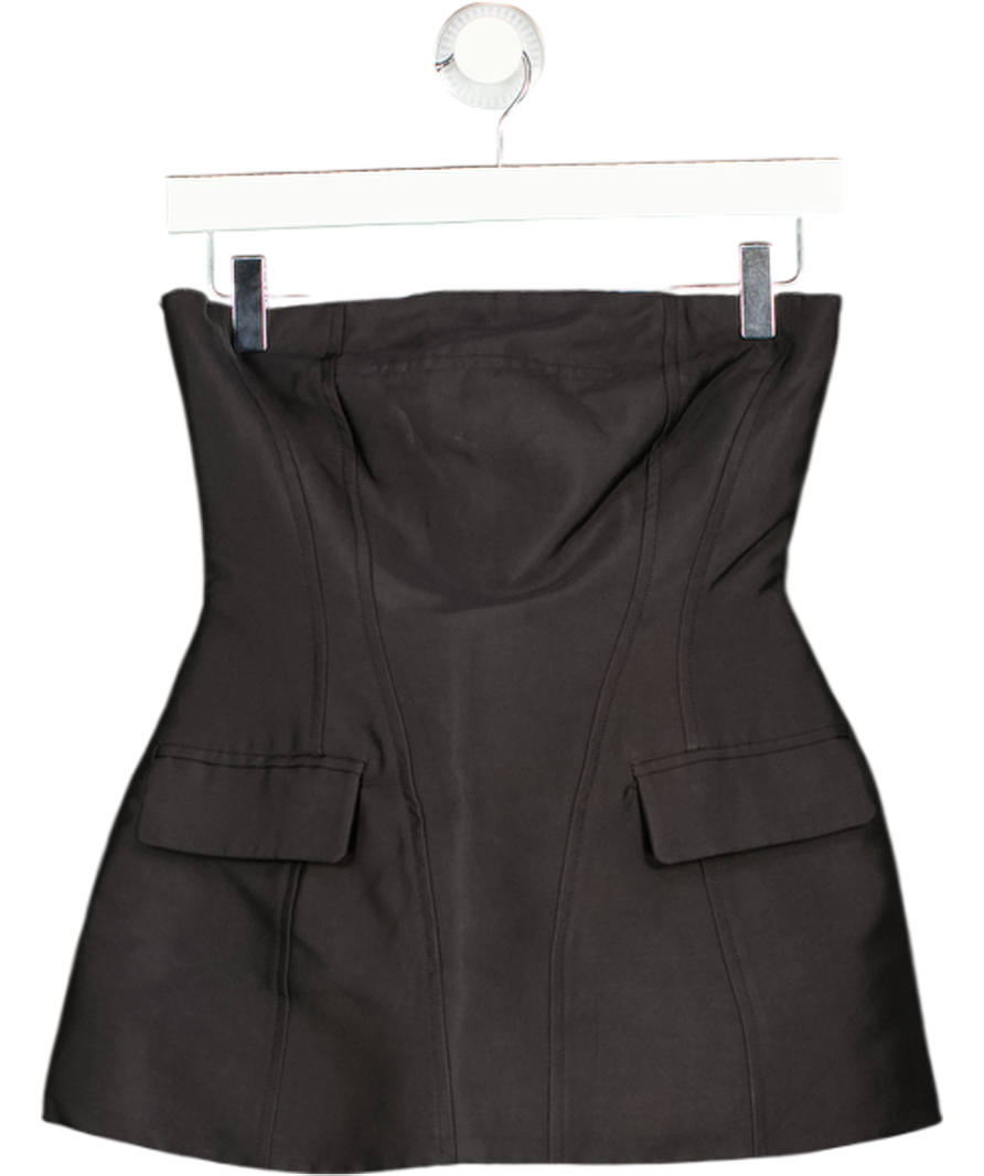 ARRANGE Heavy Bonded Satin Sculpted Bandeau Top In Black UK 6