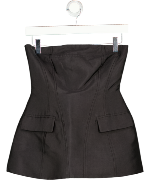 ARRANGE Heavy Bonded Satin Sculpted Bandeau Top In Black UK 6