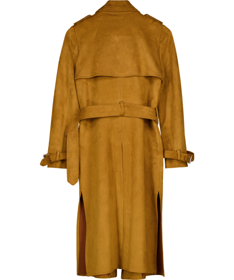 WAREHOUSE Brown Faux Suede Trench Coat UK 6