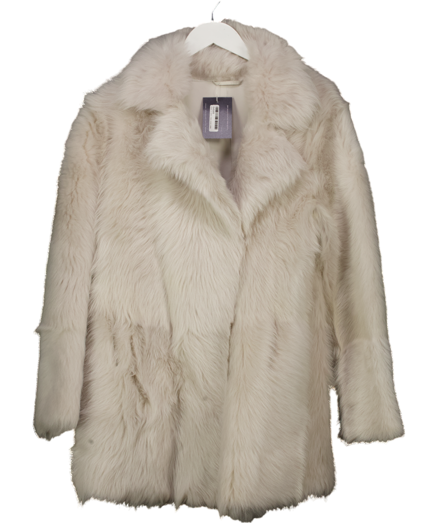 AllSaints Cream Blythe Fluffy 100% Shearling Jacket UK S