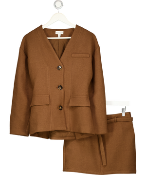 PRETTY LAVISH 2-piece Brown Tailored Jacket (uk Xs ) And Mini Skirt (uk 8) Co-ord Set UK XS/S