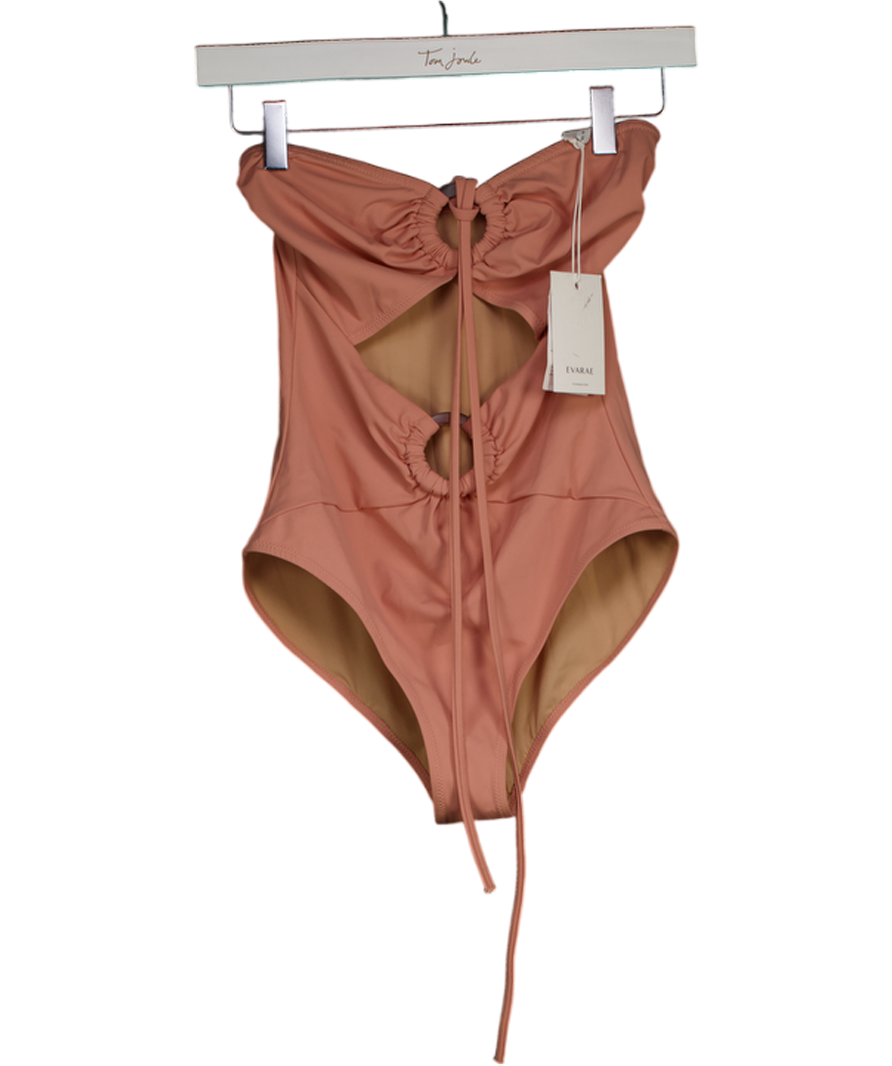 EVARAE Pink Elio Cutout Embellished Stretch Halterneck Swimsuit UK S