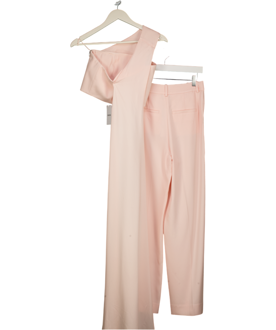 REISS One-shoulder Scarf Buster Co Ord In Pale Pink UK 6