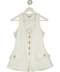 NADINE MERABI Zoe White Statement Button Waistcoat Top UK 10