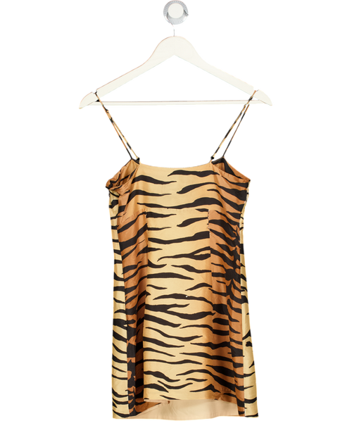 Réalisation Black / Brown Christy Tiger Print Silk Mini Dress UK S