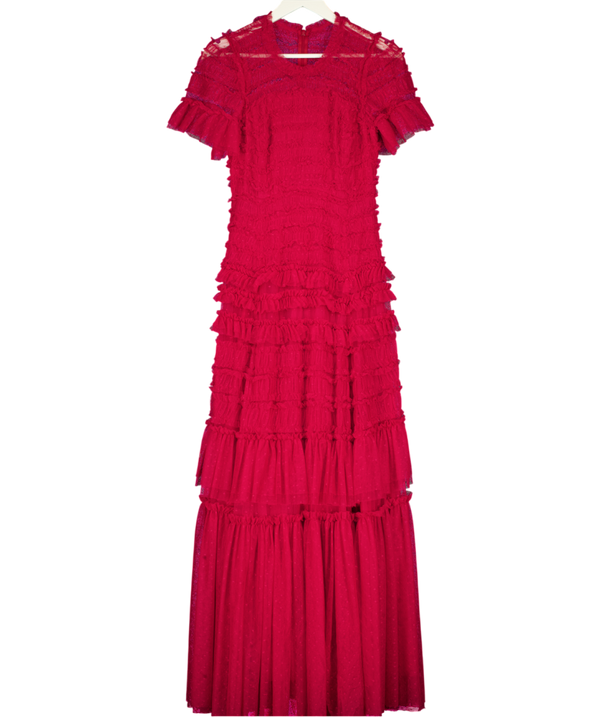 NEEDLE & THREAD Red Valentine Tulle Ruffle Gown UK 10