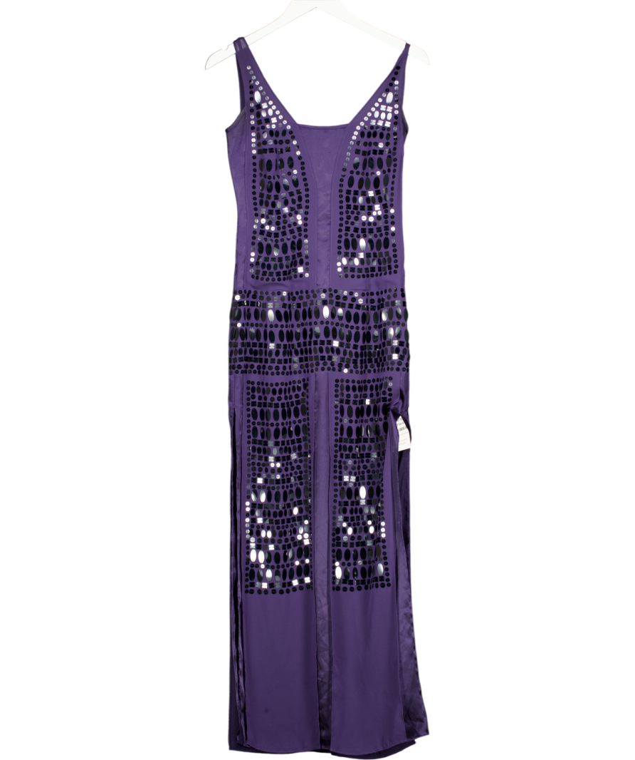 AMANDA WAKELEY Elements Purple Sequin Embellished Eving Maxi Dress UK 8
