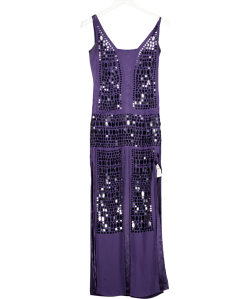 AMANDA WAKELEY Elements Purple Sequin Embellished Eving Maxi Dress UK 8