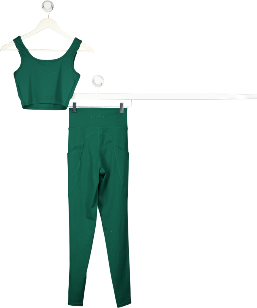 Gym Locker Green So Skin Square Neck Crop Top And Leggings Set UK S