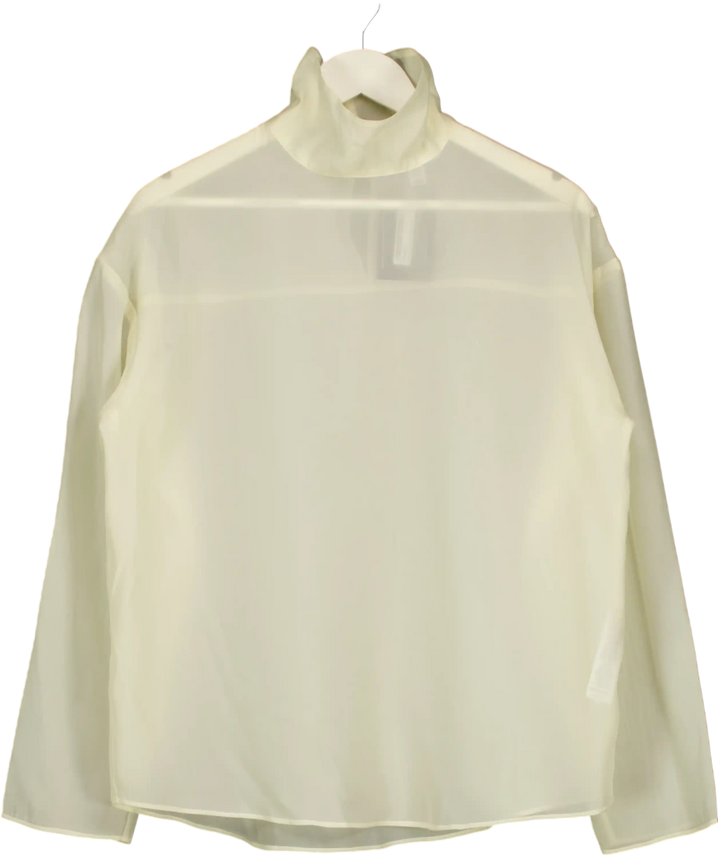 Topshop Funnel Neck Long Sleeve Organza Top In Champagne Cream UK 10