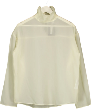 Topshop Funnel Neck Long Sleeve Organza Top In Champagne Cream UK 10