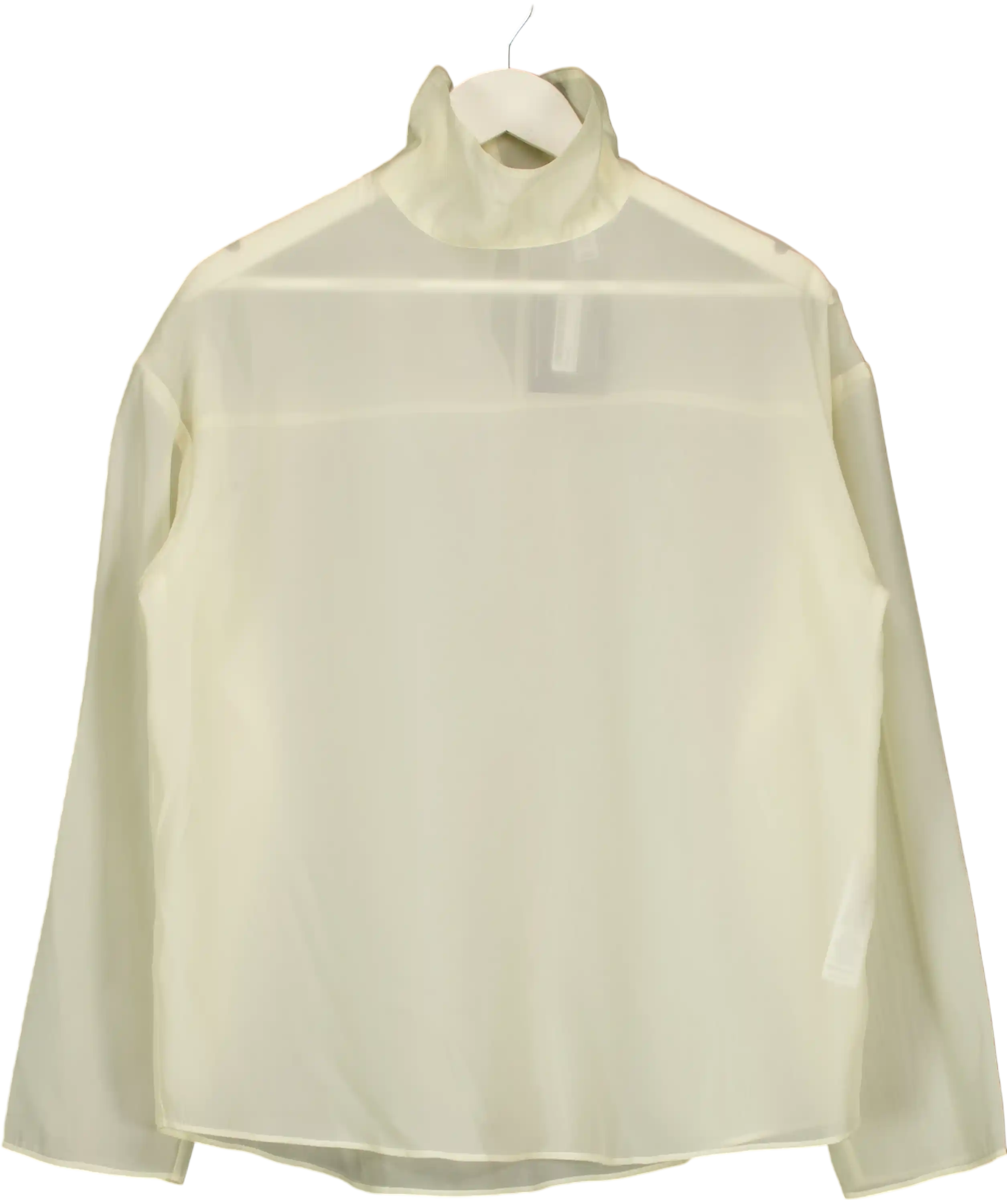 Topshop Funnel Neck Long Sleeve Organza Top In Champagne Cream UK 10