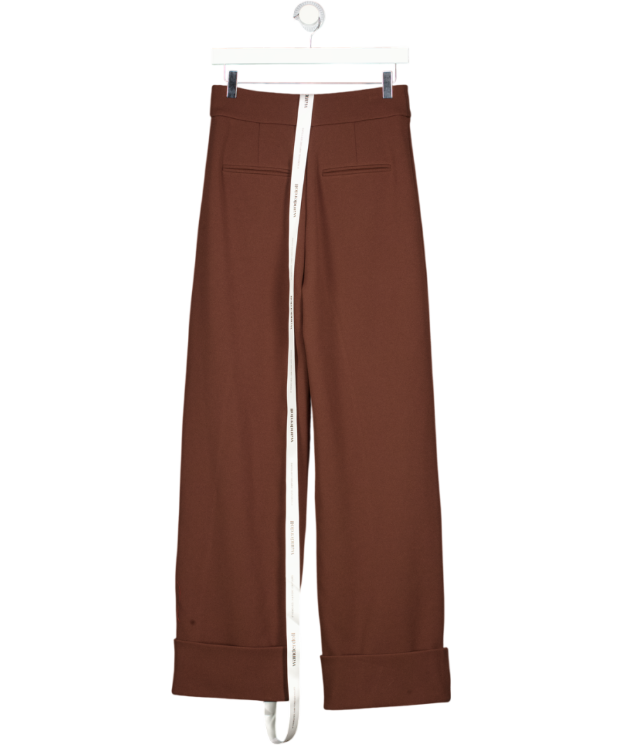 WANDERDOLL Brown Charlotte High Waist Pleated Suiting Trousers UK XS