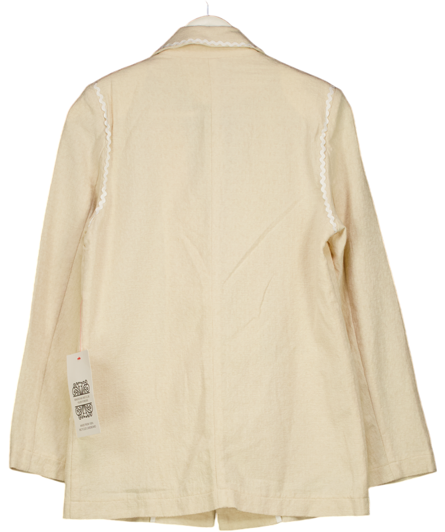 NEVER FULLY DRESSED Beige Linen Look Tassel Trim Blazer UK 10