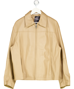 ZARA Beige Faux Leather Zip Jacket UK M