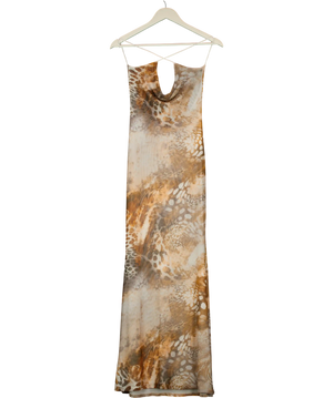 GRACE JACOB Brown Sahara Mesh Maxi Dress UK XS