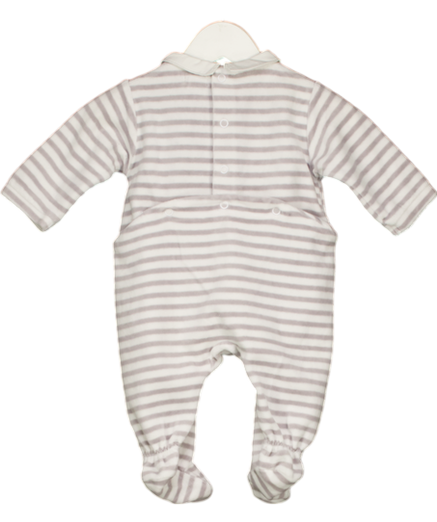 Cyrillus Grey Pinstripe Velour Babygrow Peter Pan Collar 0-3 Months