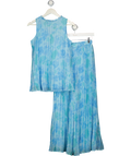 River Island Ltd. Edition Blue Floral Plisse Midi Skirt & Top Set UK 8