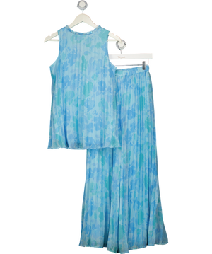 River Island Ltd. Edition Blue Floral Plisse Midi Skirt & Top Set UK 8