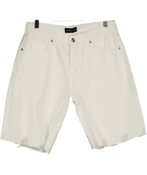 WHITE FOX White Longer Length Denim Shorts UK S