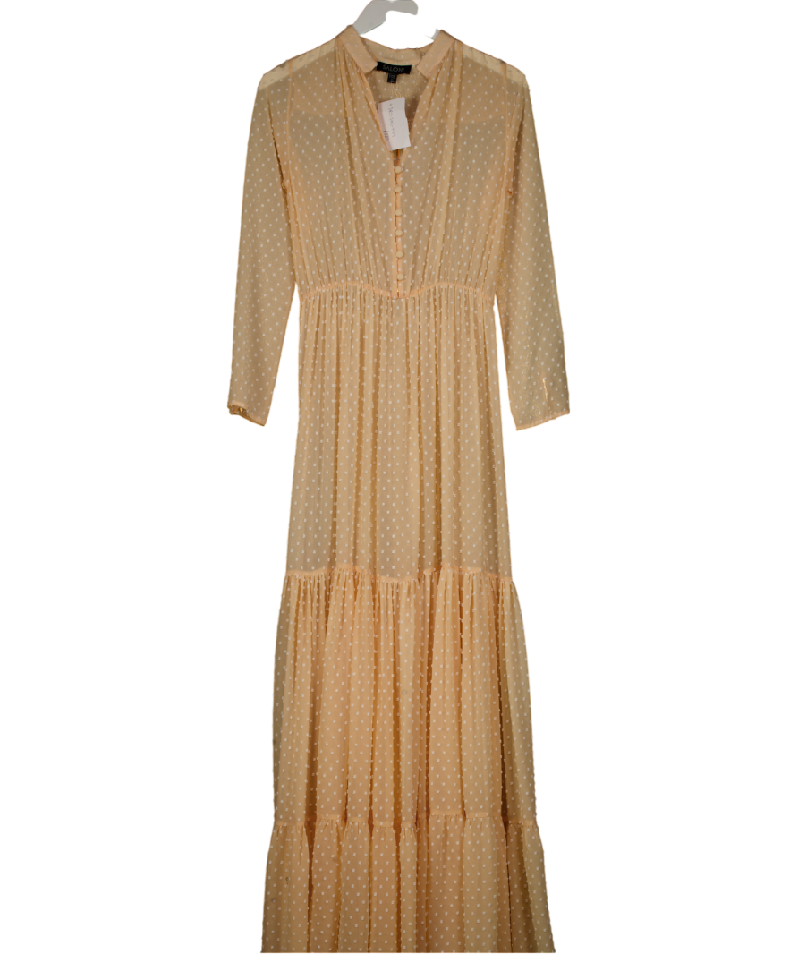 SALONI Orange Peach  Alexia Swiss-dot Chiffon Maxi Dress. UK 8