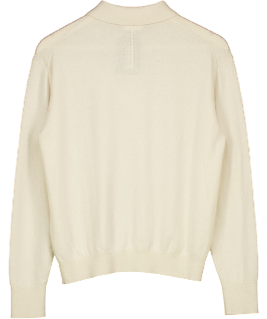 LILYSILK Cream Baby Cashmere Polo Shirt UK XS