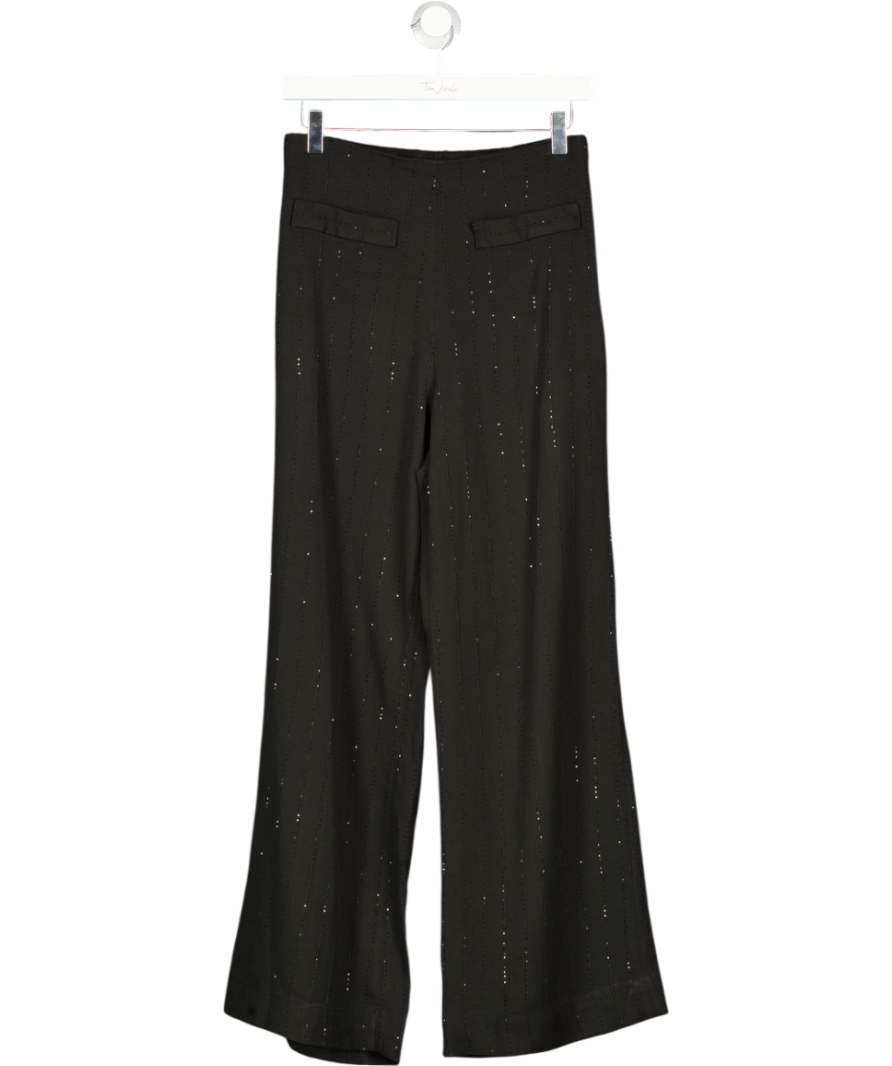 SANDRO PARIS Black Sequin-embellished Straight-leg Woven Trousers Fr38 UK 10