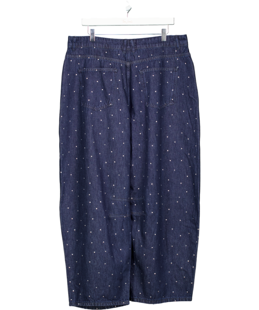 Aligne Blue Markus Mid-rise Diamante Barrel Jeans Uk 16/18 W34