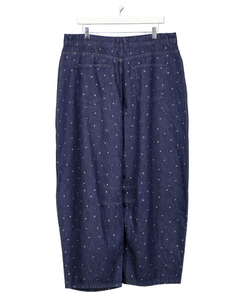 Aligne Blue Markus Mid-rise Diamante Barrel Jeans Uk 16/18 W34