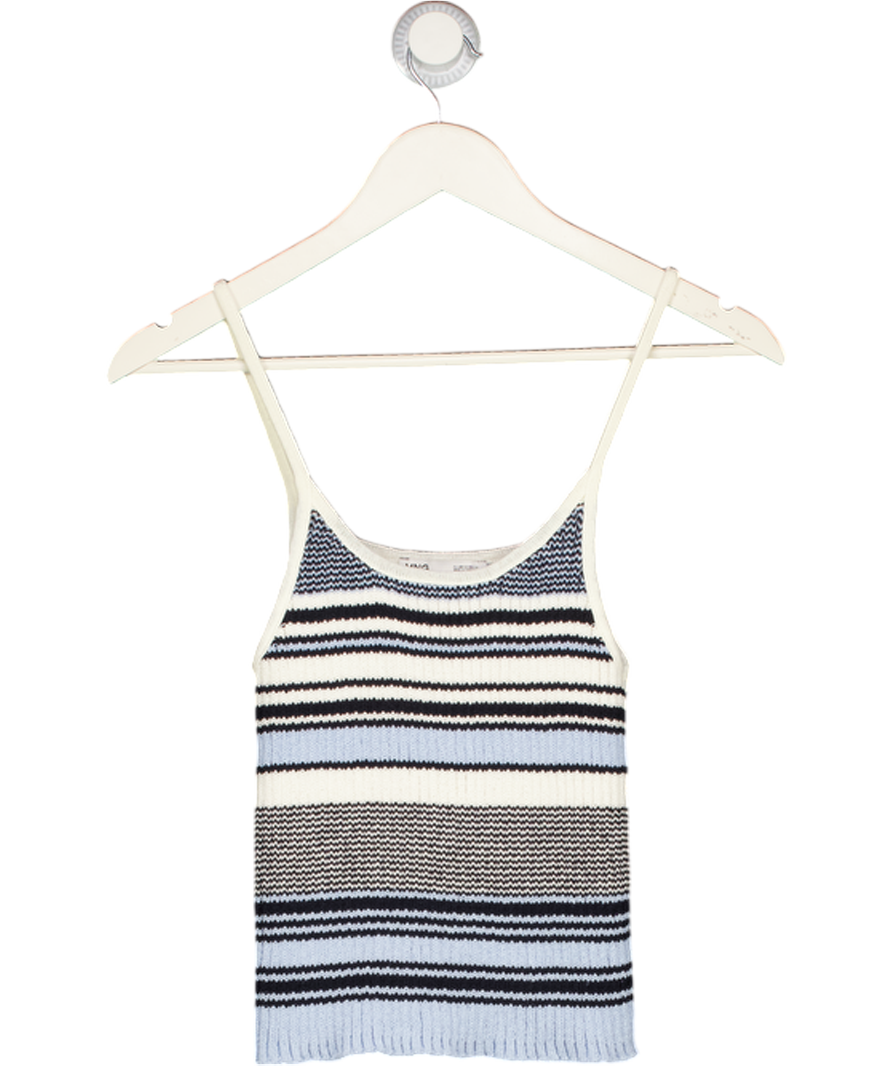 MNG Blue Mina Cropped Stripe Cardigan UK M