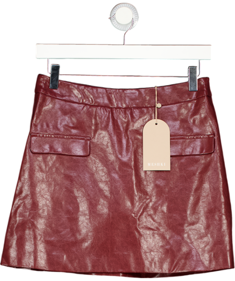 MESHKI Faux Leather Mini Skirt - Cherry Red UK XS
