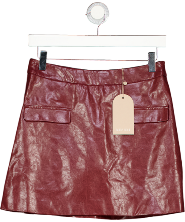 MESHKI Faux Leather Mini Skirt - Cherry Red UK XS