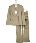 ARRANGE 2-piece Green / Grey Cinched Waist Blazer & Draped Tailored Maxi Skirt Set UK 10