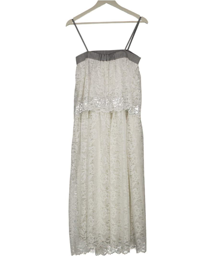 Marchen White Layered Lace Midi Dress UK M