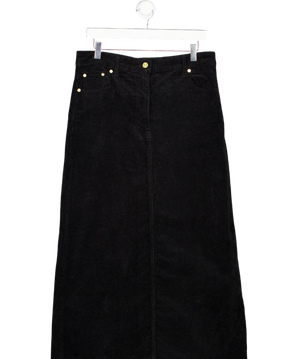 GANNI Black Cotton-blend Corduroy Maxi Skirt De40 UK 12