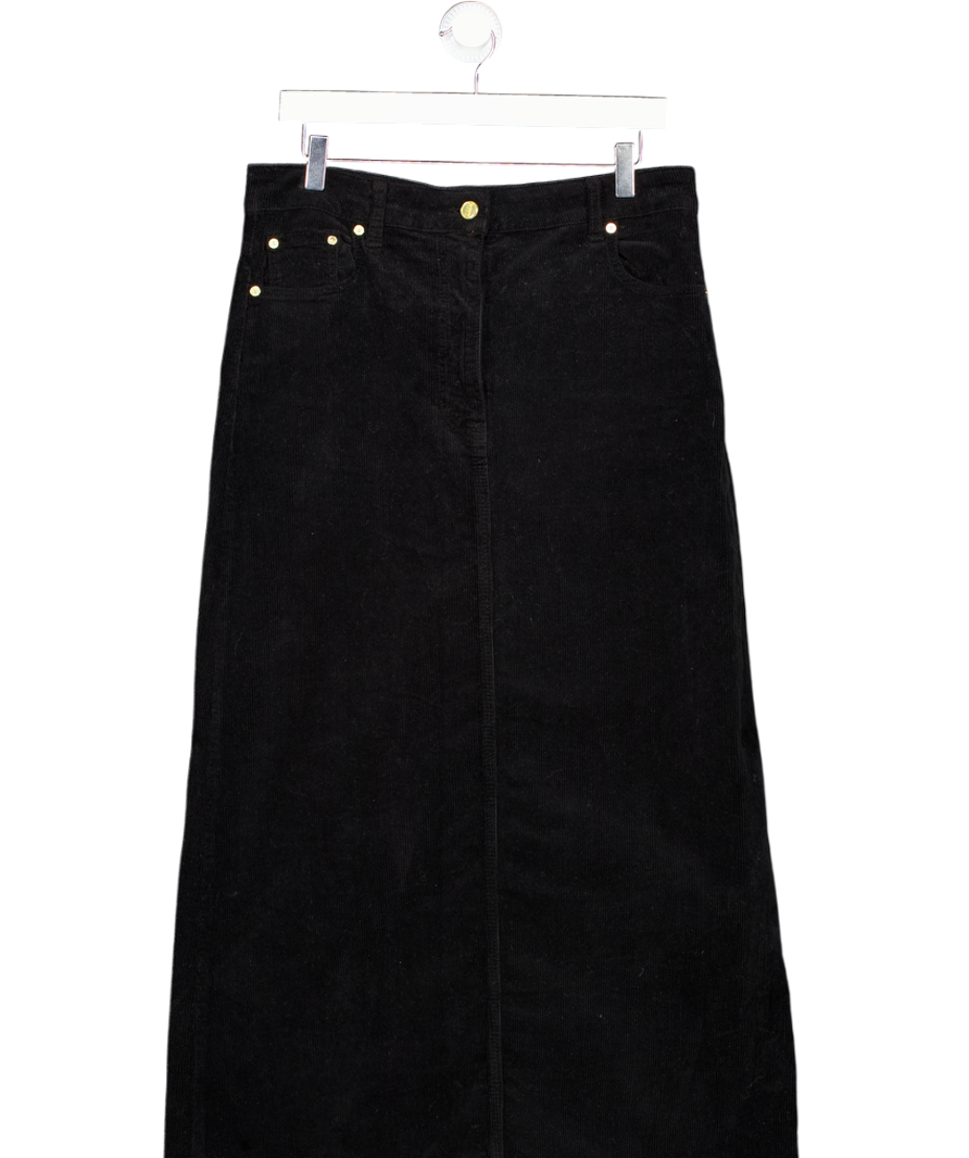 GANNI Black Cotton-blend Corduroy Maxi Skirt De40 UK 12