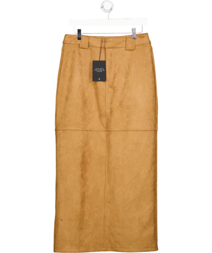 4th & Reckless Tan Brown Suede Midi Pencil Skirt UK 10