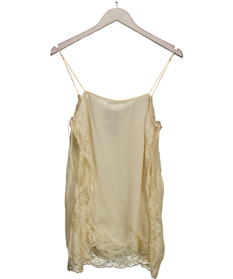ZARA Cream Zw Collection Lace Top With Vents UK L