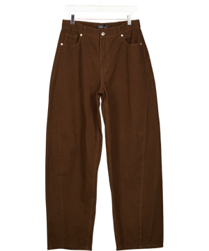 WHITE FOX Kiara Mid Rise Barrel Leg Jeans Chocolate Brown Wash UK M