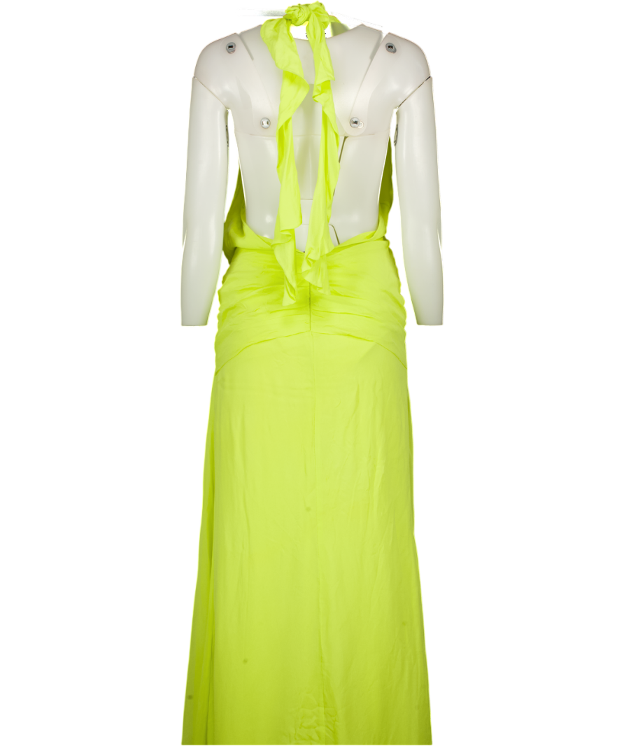 House of CB Yellow Olessia Acid Lime Backless Halter Maxi Dress UK M