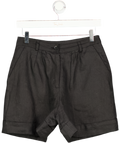 FAITHFULL THE BRAND Black Linen Pleated Tailored Short UK 6