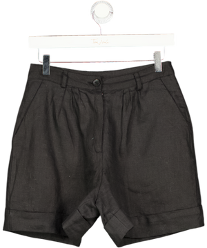 FAITHFULL THE BRAND Black Linen Pleated Tailored Short UK 6