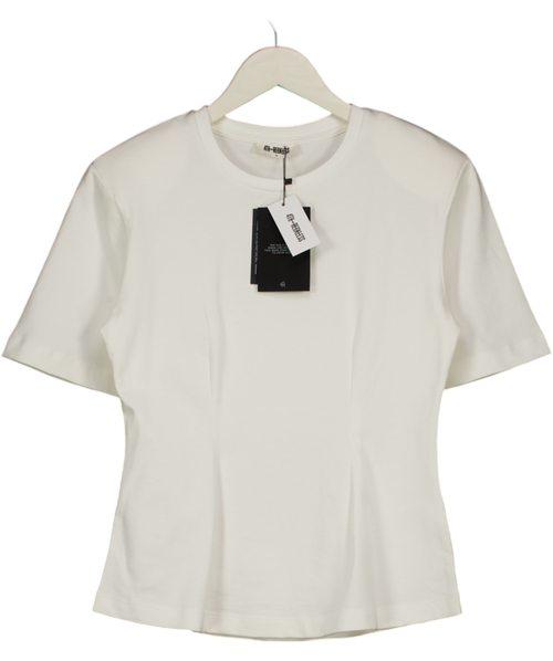 4th & Reckless Cream Cinched Waist Structured T-shirt UK XS