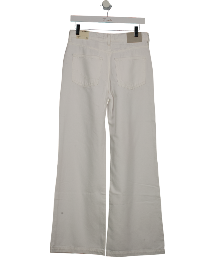 Free People White Stride Jean Straight Wide Leg Jeans W25